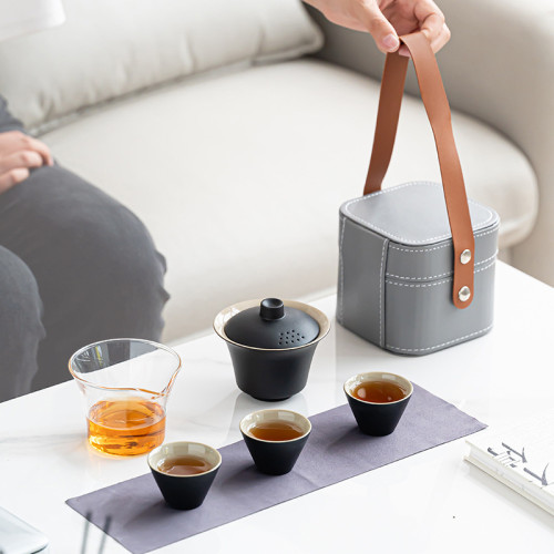 便攜式旅行茶具套裝玻璃戶外功夫茶具快客盃商務禮品伴手禮印logo