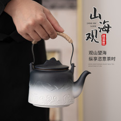 粗陶提梁壺單壺茶壺家用日式大容量功夫茶具防燙手球過濾泡茶器