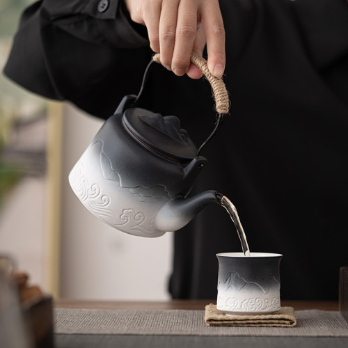 粗陶提梁壺單壺茶壺家用日式大容量功夫茶具防燙手球過濾泡茶器