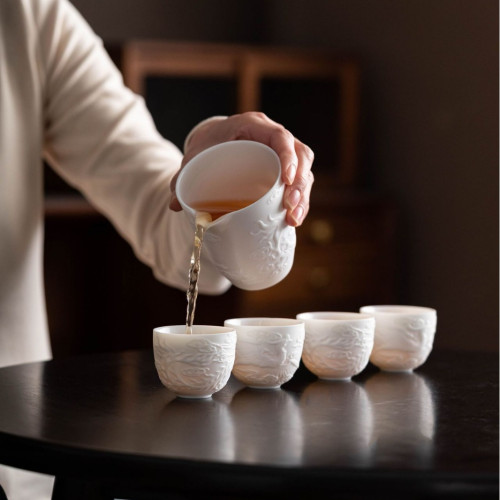 羊脂玉茶具套裝白瓷鳳鳴壺茶具套組商務活動泡茶伴手禮盒辦公家用