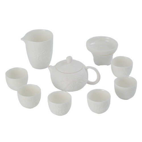 羊脂玉茶具套裝白瓷鳳鳴壺茶具套組商務活動泡茶伴手禮盒辦公家用