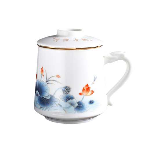 高端山水國潮水盃茶水分離泡茶三件套辦公茶盃高端茶盃送禮可logo