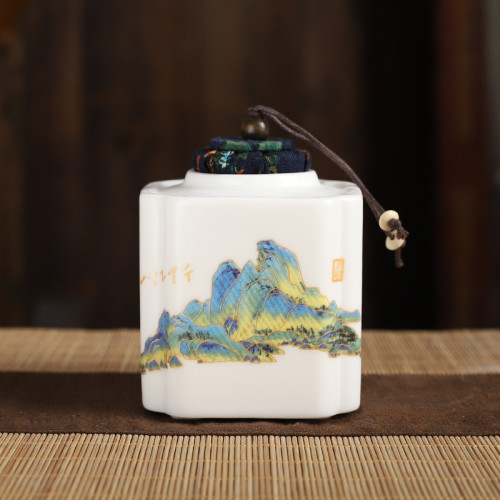 精美羊脂玉密封加厚茶葉罐做工便攜儲存罐迷你手繪送禮家用可logo