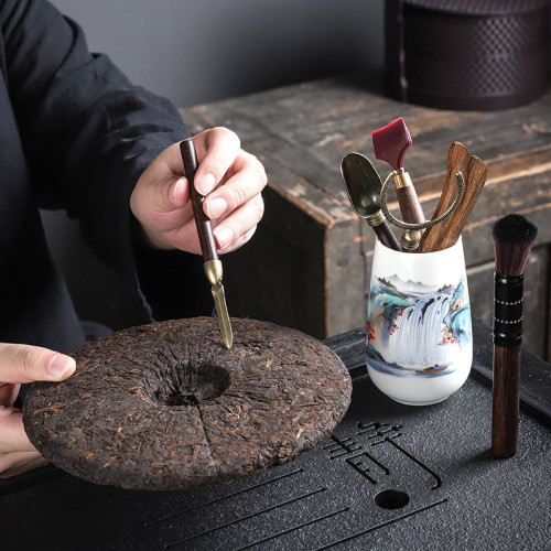 羊脂玉茶道六君子圓桶茶具養壺筆茶水刮茶刀茶勺茶叉茶夾家用送禮
