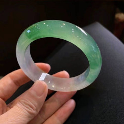 緬甸老坑翡翠手鐲油青滿綠冰種半山水冰飄花飄紫陽綠玉髓鐲子少女
