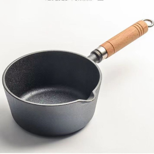 厚鑄鐵奶鍋生鐵鍋健康油炸鍋一人鍋燉煮鍋電磁爐通用無塗層不沾鍋