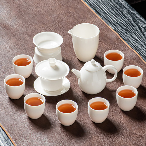 德化白瓷功夫茶具套裝家用羊脂玉泡茶蓋碗茶壺茶盃商務送禮可logo