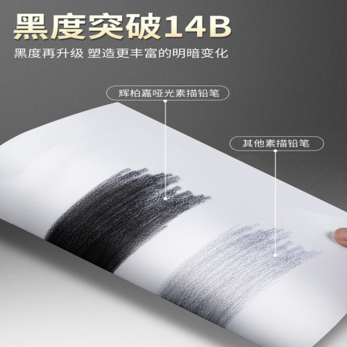 煇柏嘉啞光素描鉛筆盒裝HB書寫單支8B美術繪畫專用黑杆軟碳筆套裝