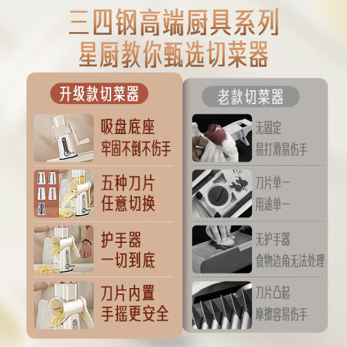 三四鋼多功能切菜器切片切絲器擦絲器家用廚房土豆絲刨絲器切菜機