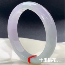 天然緬甸翡翠A貨春彩手鐲女款正圈好看紫羅蘭飄綠翡翠玉手鐲時尚