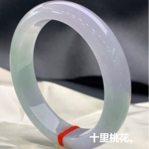 天然緬甸翡翠A貨春彩手鐲女款正圈好看紫羅蘭飄綠翡翠玉手鐲時尚