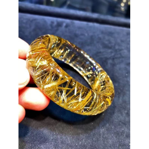 鈦晶手鐲女款黃髮晶水晶吊墜手鏈晶體通透尺寸齊全一物一圖滿就送