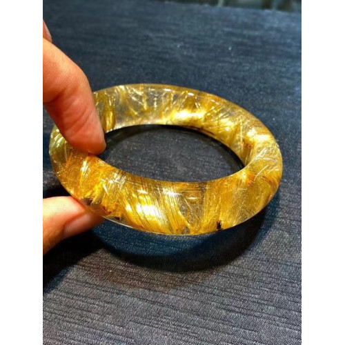 自家生産純手工打磨髮晶手鐲 金髮晶 鈦金手鐲綠幽霛手鐲高中低檔