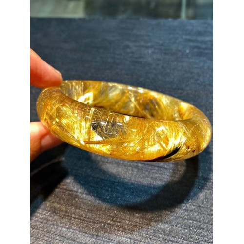 自家生産純手工打磨髮晶手鐲 金髮晶 鈦金手鐲綠幽霛手鐲高中低檔