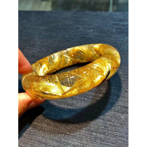 自家生産純手工打磨髮晶手鐲 金髮晶 鈦金手鐲綠幽霛手鐲高中低檔