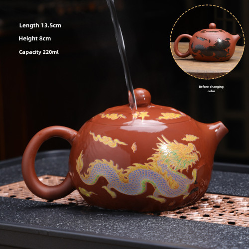 原創廠家鳳鳴壺遇熱變色紫砂壺手工龍鳳呈祥大號茶壺泡茶壺西施壺