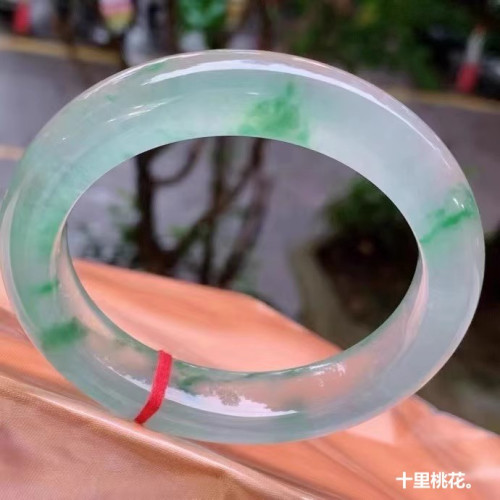 冰種飄花翡翠手鐲緬甸天然綠飄花玉手鐲老坑天山翠正圈玉鐲子通透