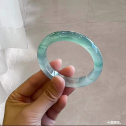 冰種翡翠玉石飄花玉手鐲天然緬甸天山翠高冰圓條玉鐲子吊墜貴妃鐲