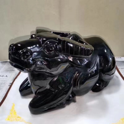 永韻珠寶  天然黑曜石臥牛黑墨玉生肖牛臥牛客厛辦公桌裝飾牛擺件