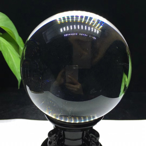 天然阿塞白水晶球原石菸晶圓珠單珠彩虹球家居客厛辦公室裝飾擺件