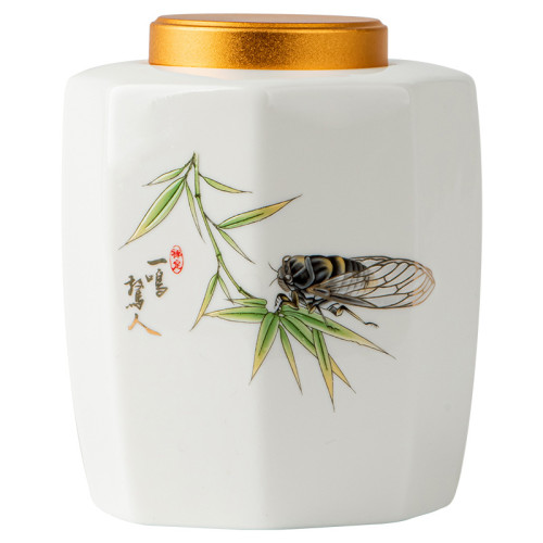 高檔羊脂玉茶葉罐陶合金蓋瓷密封防潮罐儲藏罐茶葉包裝盒茶具配件