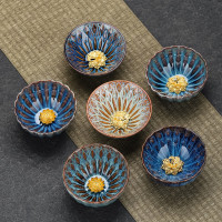 鑲金鈞窰 窰變建盞茶杯手工鑲邊大號功夫茶具茶杯茶碗茶盞 主人杯