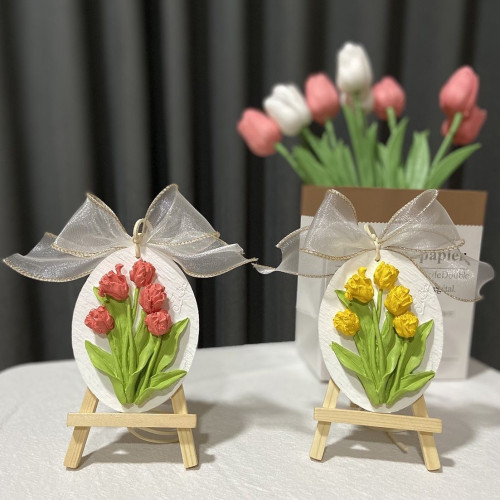 石膏花牌diy手工立體掛牌浮雕桌面車載擺件專用鮮花/批髮玫瑰白胚