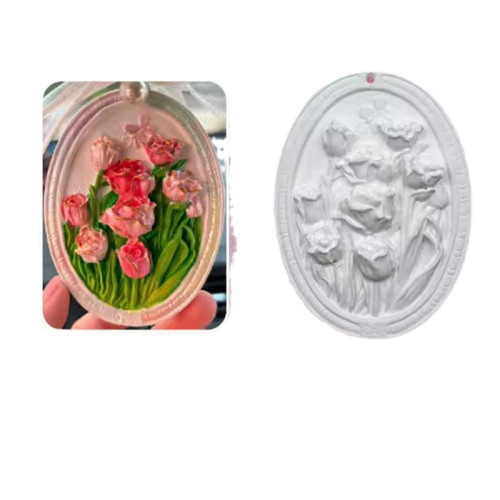 石膏花牌diy手工立體掛牌浮雕桌面車載擺件專用鮮花/批髮玫瑰白胚