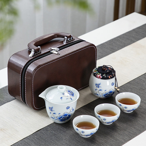 廠家直銷青瓷旅行茶具套裝便攜式玉瓷快客盃茶壺茶盃送禮戶外露營