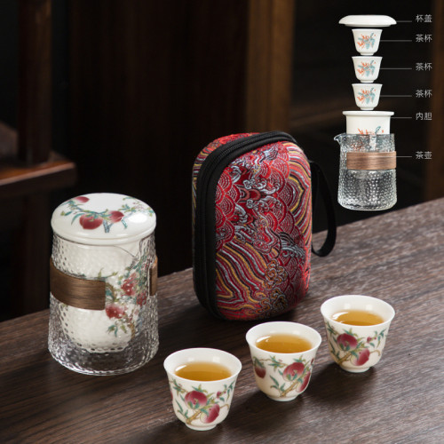 廠家直銷青瓷旅行茶具套裝便攜式玉瓷快客盃茶壺茶盃送禮戶外露營