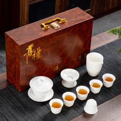 高品質廠家羊脂玉白瓷功夫茶具套裝中式全套輕奢商務送禮陶瓷禮品