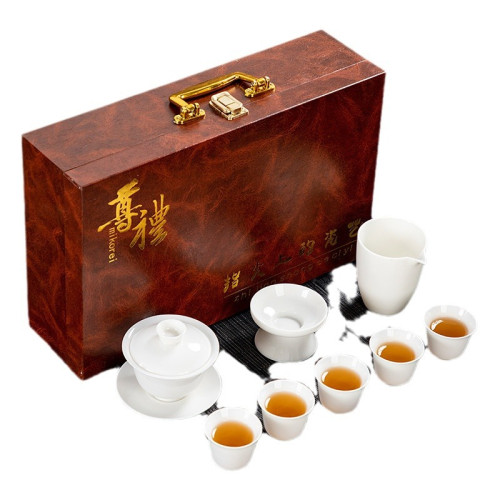 高品質廠家羊脂玉白瓷功夫茶具套裝中式全套輕奢商務送禮陶瓷禮品