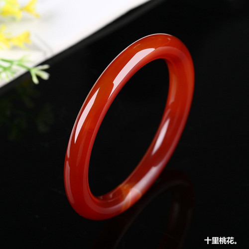 巴西紅瑪瑙手鐲女款手鐲玉髓桌子細圓條手鐲本命年紅瑪瑙手鐲時尚