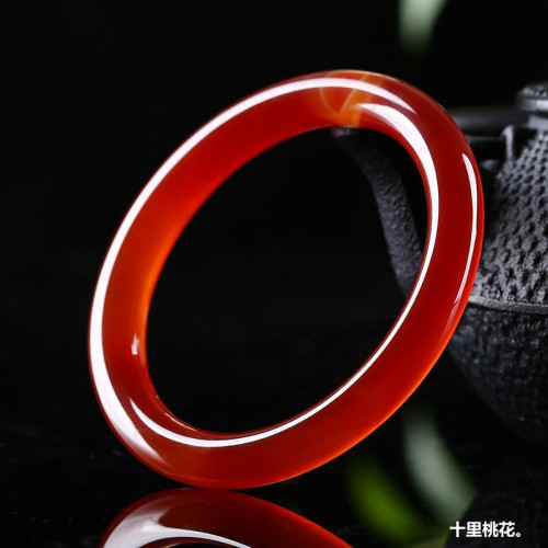 巴西紅瑪瑙手鐲女款手鐲玉髓桌子細圓條手鐲本命年紅瑪瑙手鐲時尚