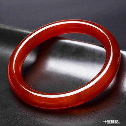 巴西紅瑪瑙手鐲圓條女款手鐲玉髓鐲子細圓條手鐲貴妃鐲本命年手鐲
