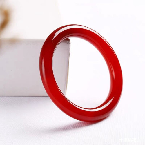 天然紅瑪瑙手鐲女原色本命年平安鐲戰國紅粗圓條玉髓旺夫鐲貴妃鐲