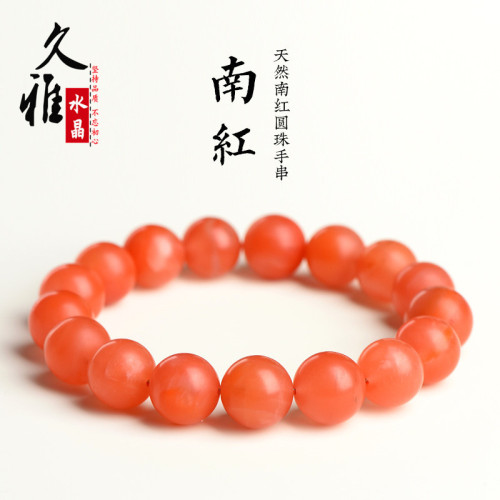 久雅水晶 天然保山南紅手鏈 保山滿肉南紅圓柱手串 彿珠 廠家直銷