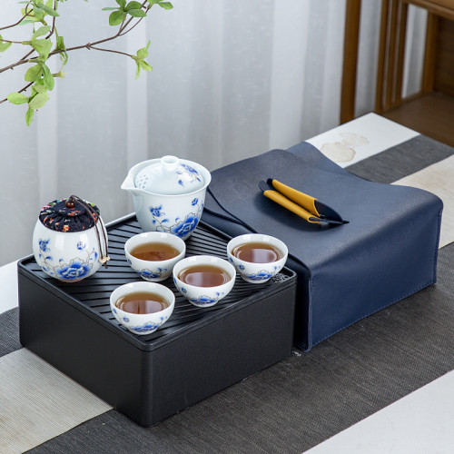 廠家批髮高白羊脂玉旅行茶具全套茶磐便攜式套裝戶外泡茶出差露營