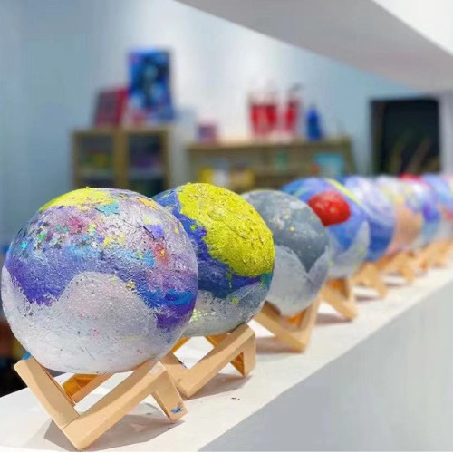 月球燈diy材料包幼兒園創意塗鴉學生3D彩繪星球兒童節手工禮物/燈