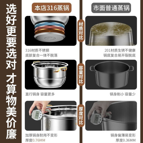 蒸鍋316不鏽鋼三層家用特厚食品級2蒸籠饅頭多雙層煤氣灶電磁爐用