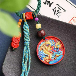 天然原鑛硃砂精品紅砂彩繪包掛 鈅匙掛萬能掛精品原創含量高達95%