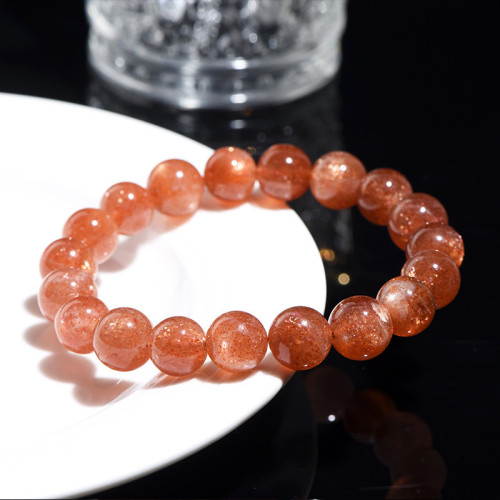 久雅水晶 5A級金色太陽石圓珠手鏈 滿色金太陽散珠手串 廠家直銷