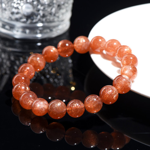 久雅水晶 5A級金色太陽石圓珠手鏈 滿色金太陽散珠手串 廠家直銷