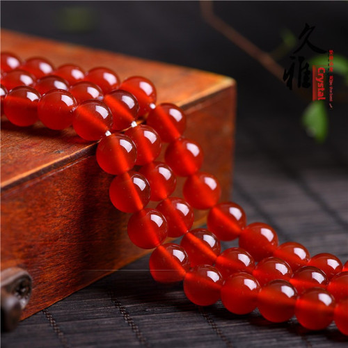 久雅水晶 天然紅瑪瑙散珠 DIY飾品配珠 串珠 瑪瑙圓珠半成品批髮