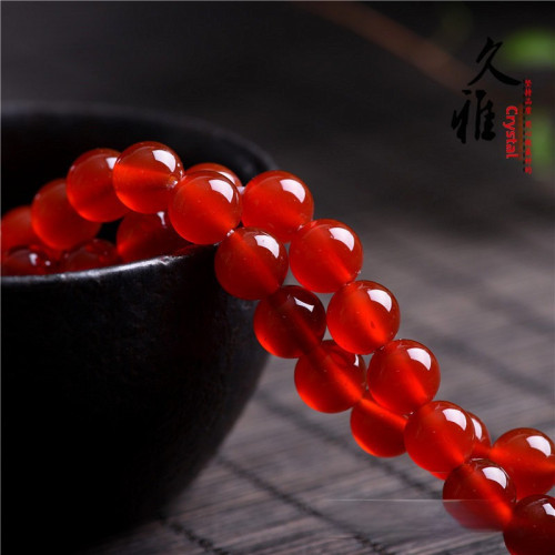 久雅水晶 天然紅瑪瑙散珠 DIY飾品配珠 串珠 瑪瑙圓珠半成品批髮
