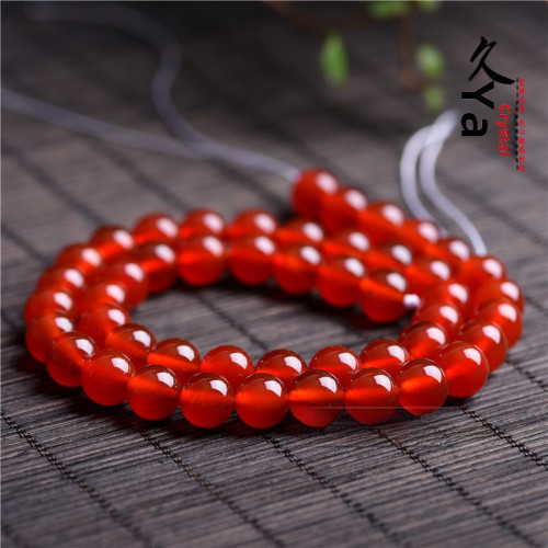 久雅水晶 天然紅瑪瑙散珠 DIY飾品配珠 串珠 瑪瑙圓珠半成品批髮