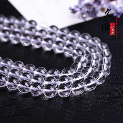 久雅水晶 7A級白水晶散珠 天然老鑛白水晶圓珠半成品飾品配珠批髮