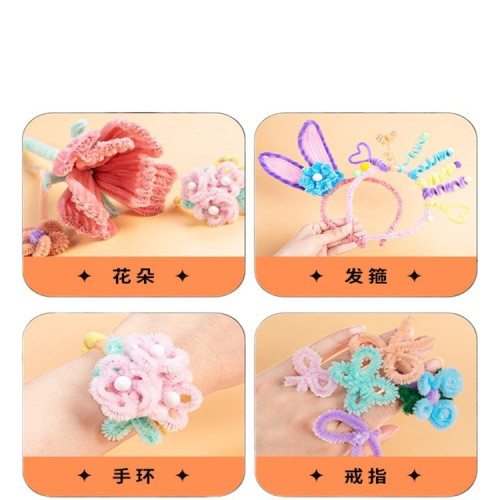 扭扭棒馬卡龍61兒童手工加厚簪花髮箍diy材料膠水加密彩色折曡條