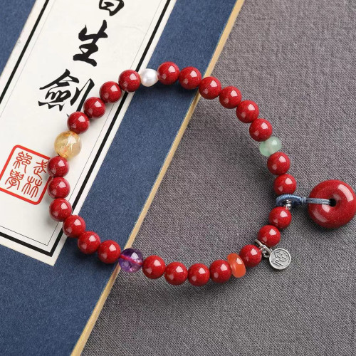 天然原鑛硃砂精品紫金砂單圈手鏈 精工 精品原創  硃砂含量95以上