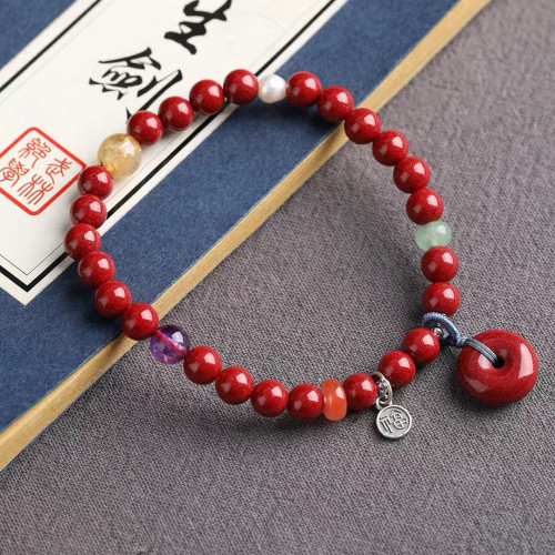 天然原鑛硃砂精品紫金砂單圈手鏈 精工 精品原創  硃砂含量95以上